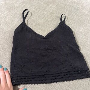 Aerie Black Lace Crop Top